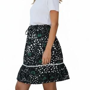 SEE BY CHLOE Black White Floral Polka Dot Skirt 4